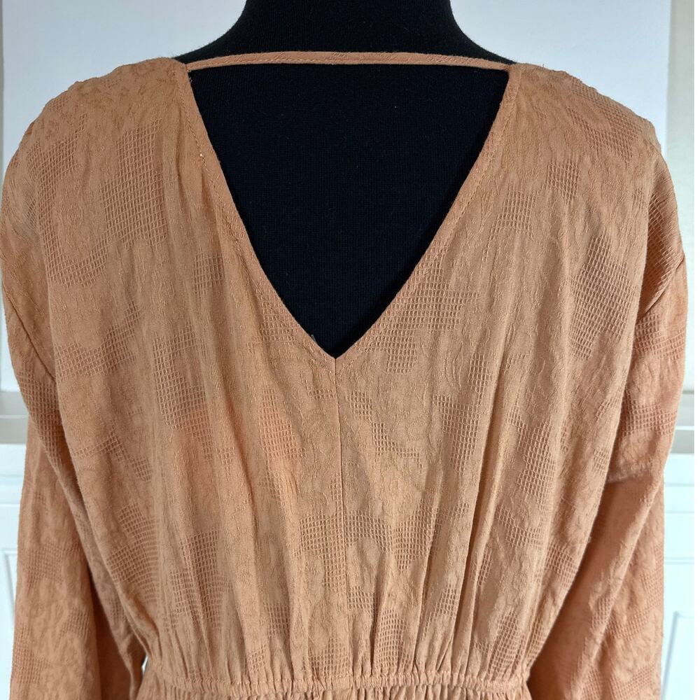 Umgee 3/4 Sleeve V-Neck Tiered Maxi Dress V-Back Cotton Boho Pullover Size 1X - Picture 10 of 15